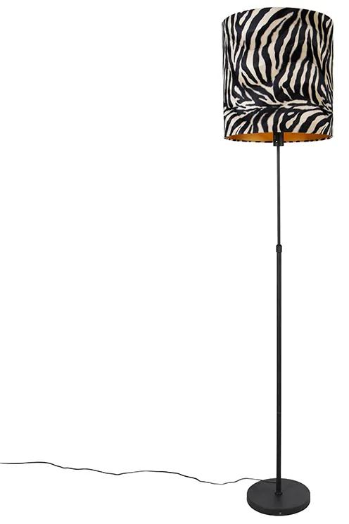 Stojaca lampa čierna tienidlo zebra vzor 40 cm nastaviteľná - Parte