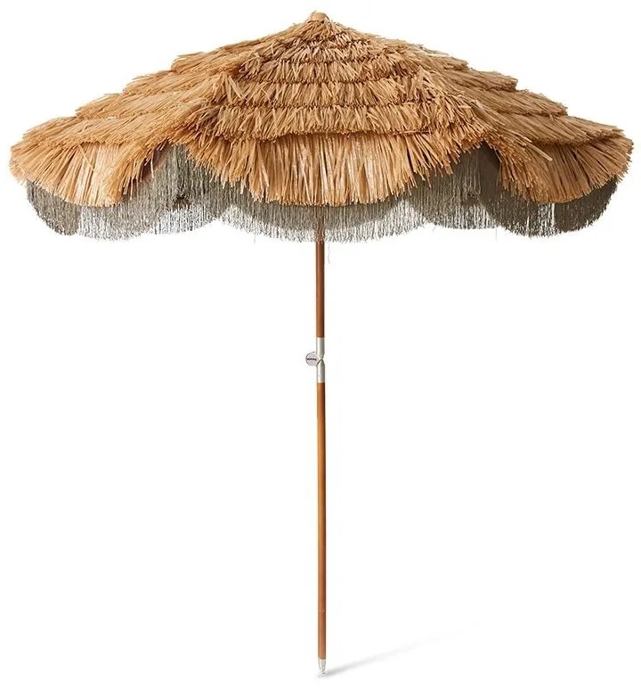 Hnedý slnečník Vintage Ombrellone Floreale - Ø 200*230 cm