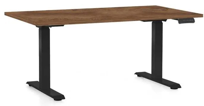 Výškovo nastaviteľný stôl OfficeTech D, 120 x 80 cm, čierna podnož, dub silverjack