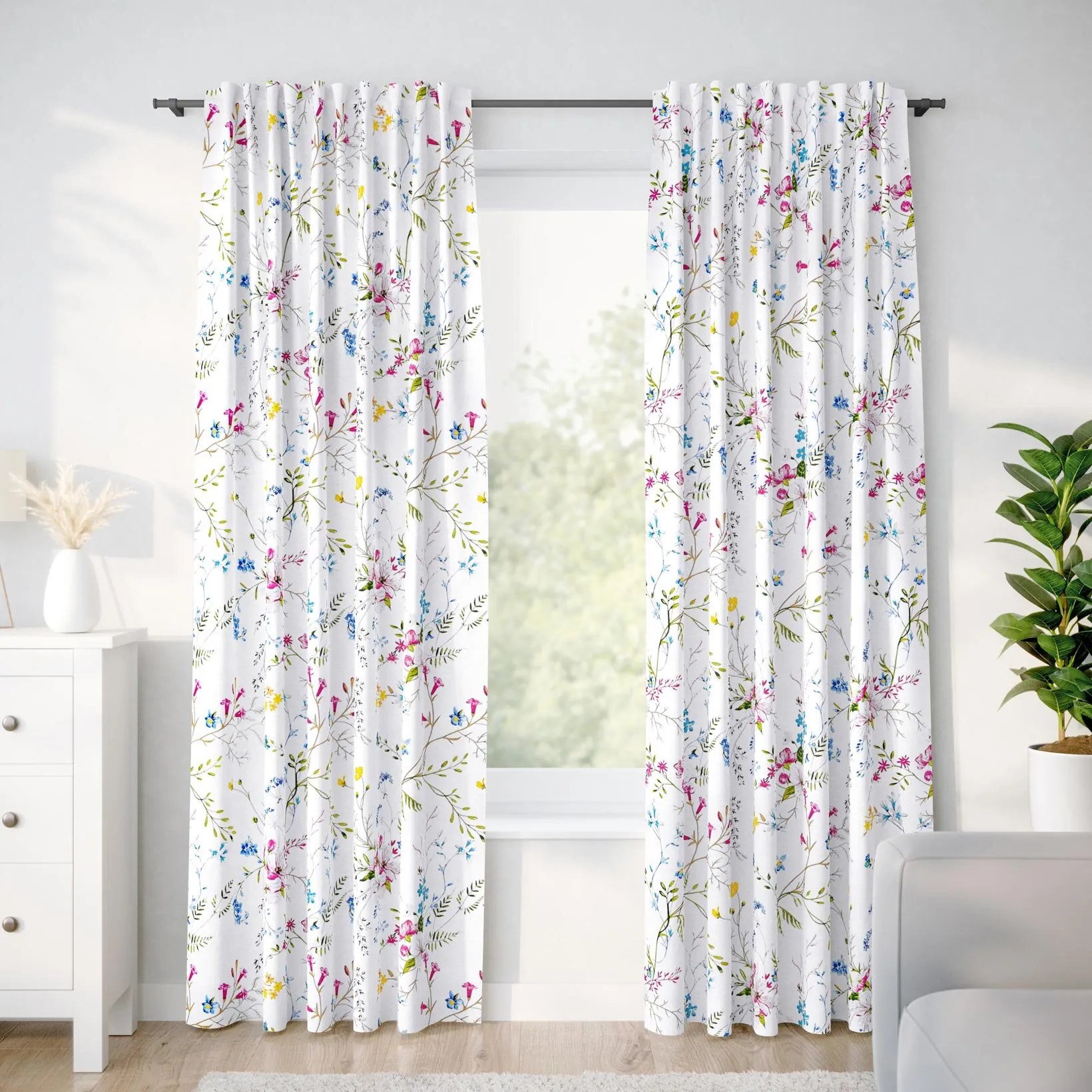 Goldea bavlnený záves - maľované lúčne kvety 280x150 cm