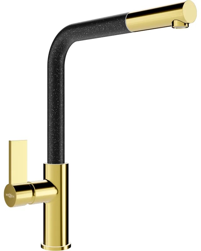 Mexen Flora, stojanková drezová batéria, zlatá lesklá - čierna škvrnitá, 670401-75