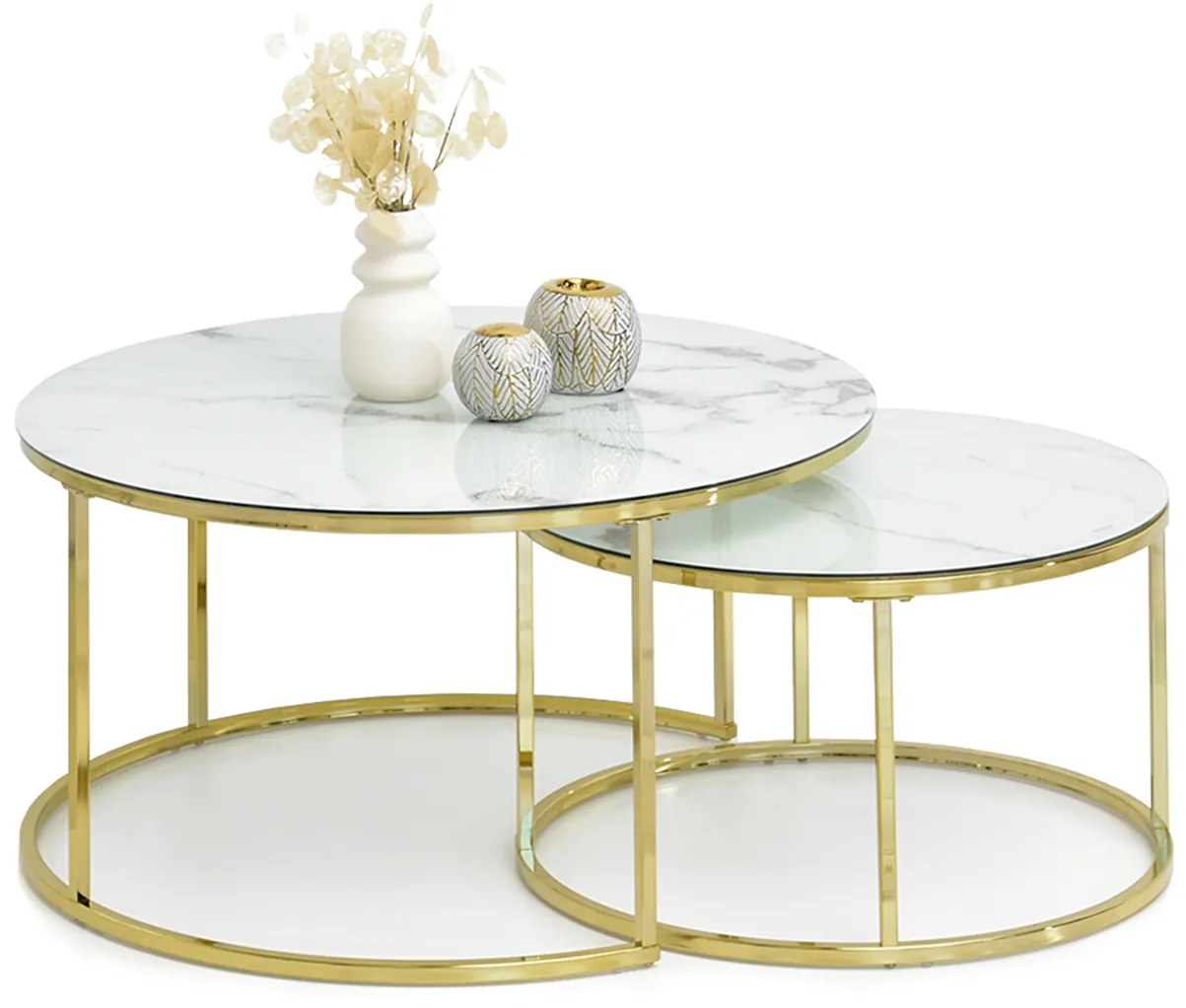 Konferenčný stolík Grande (biely mramor + zlatá). Akcia -35%. Vlastná spoľahlivá doprava až k Vám domov. 1111614