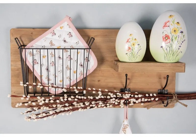 Dekorácia keramické vajíčko s lúčnymi kvetmi - 10*10*14 cm