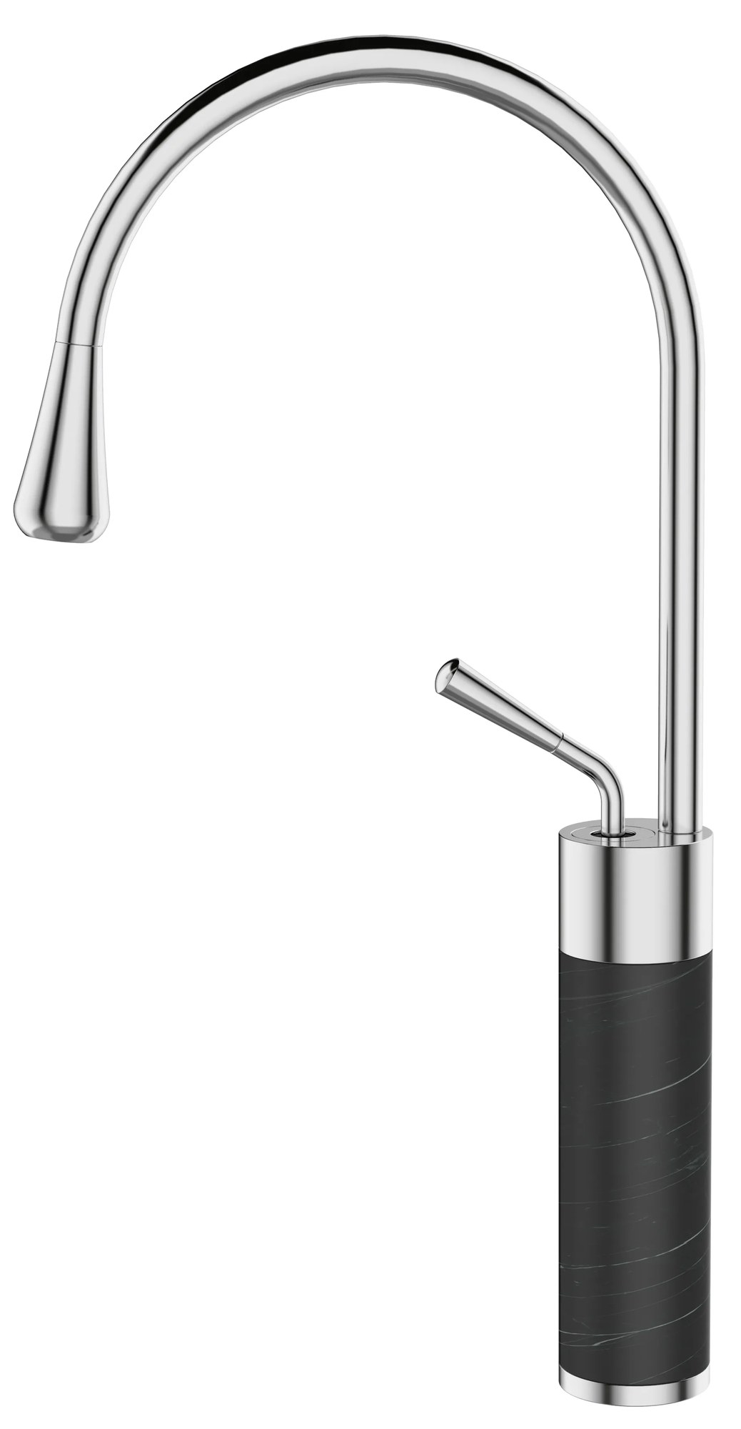 Invena Gabro, vysoká umývadlová batéria, chrómová-čierna matná, INV-BU-33-W08-V