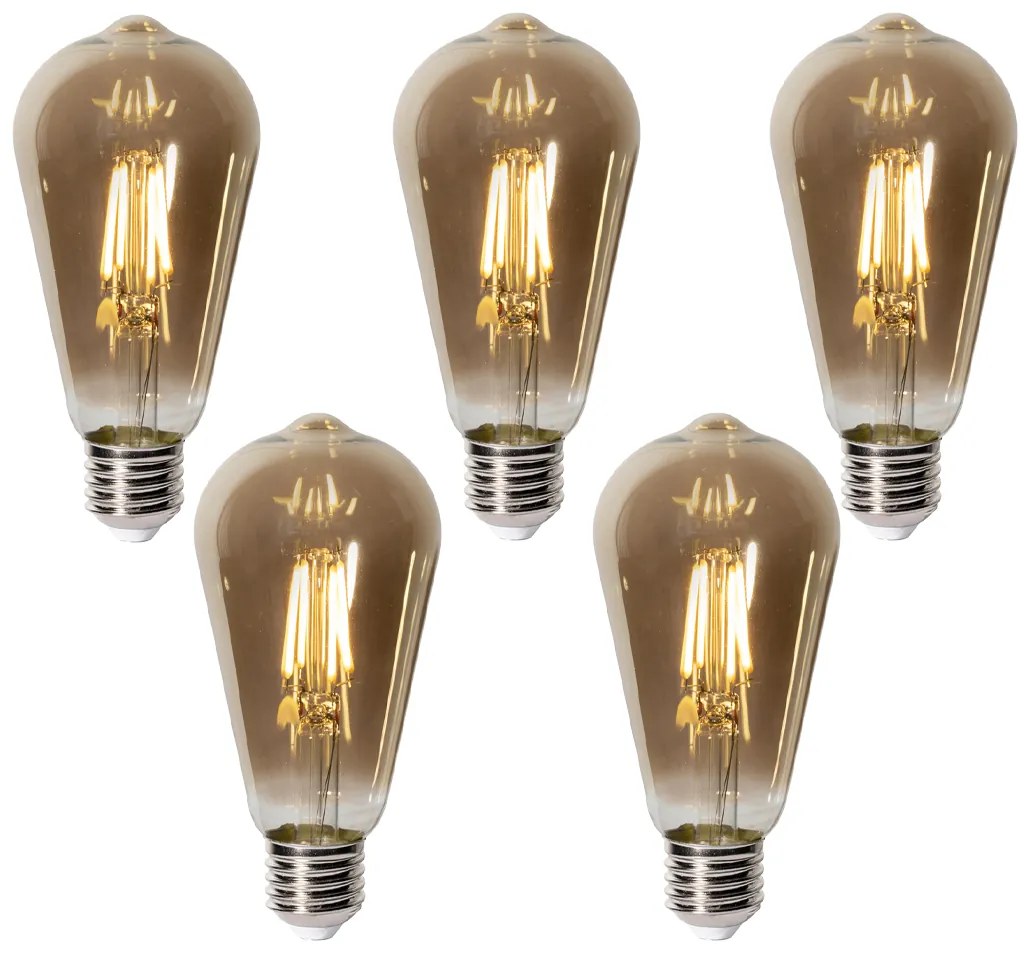 Sada 5 stmievateľných LED žiaroviek E27 ST64 dymové sklo 5W 450 lm 2700K