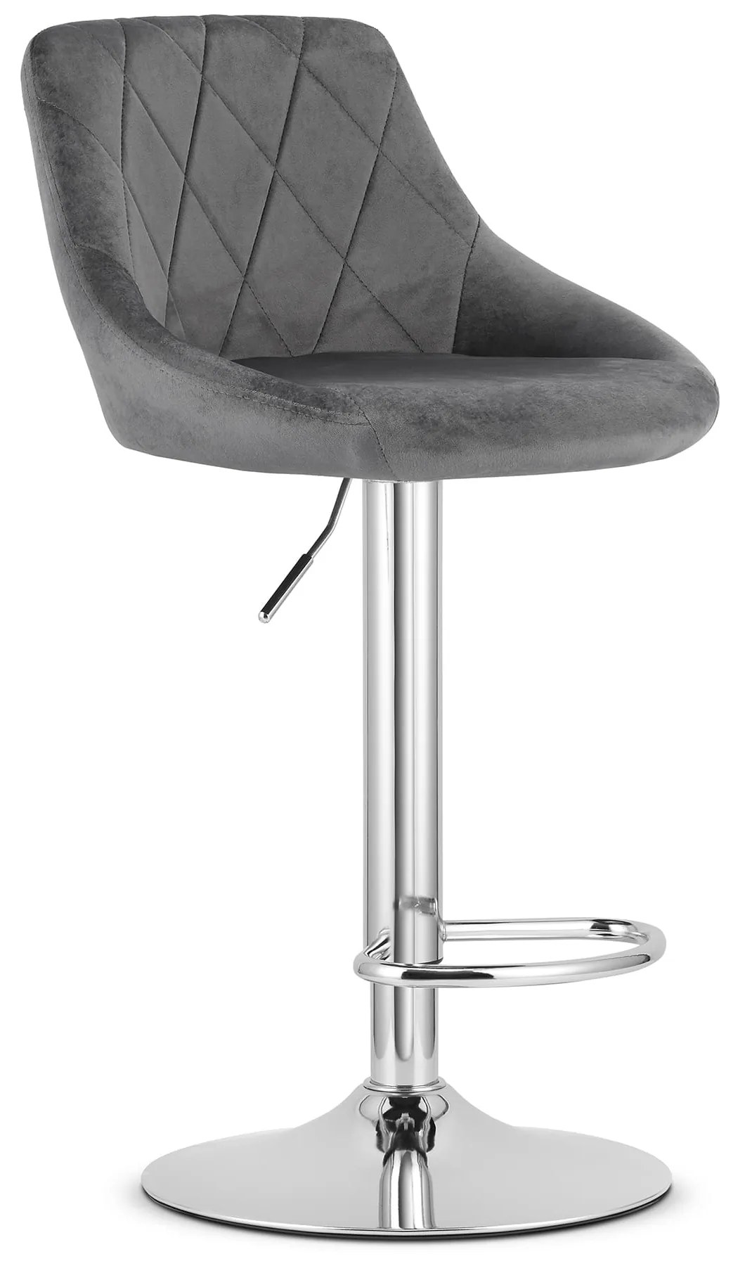 Barová stolička KAST - sivý zamat / chromovaný základ