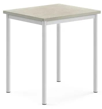 Stôl SONITUS, 700x600x760 mm, linoleum - svetlošedá, biela