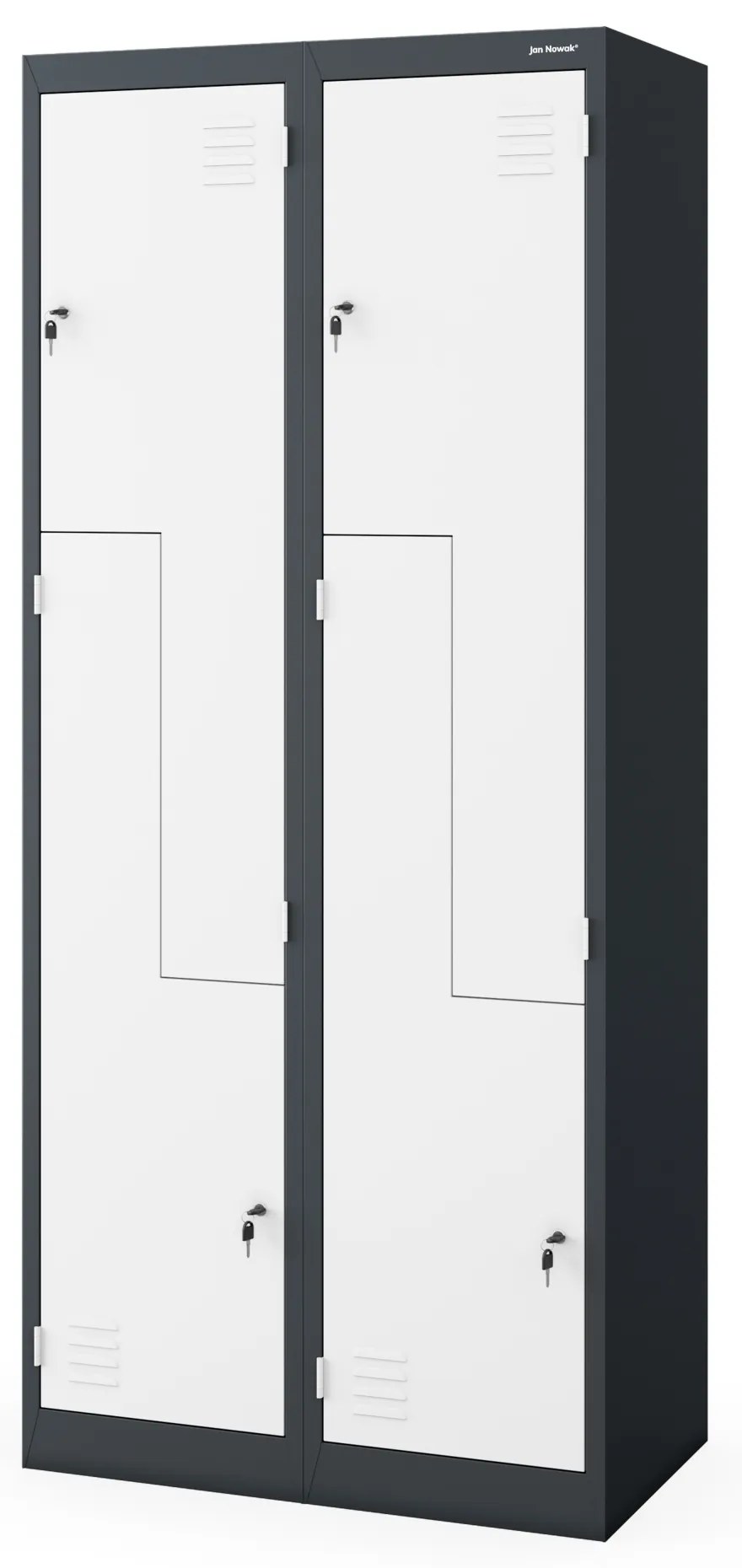 Kovová skriňa typu "L" JULIA, 800 x 1850 x 450 mm, antracitovo-biela