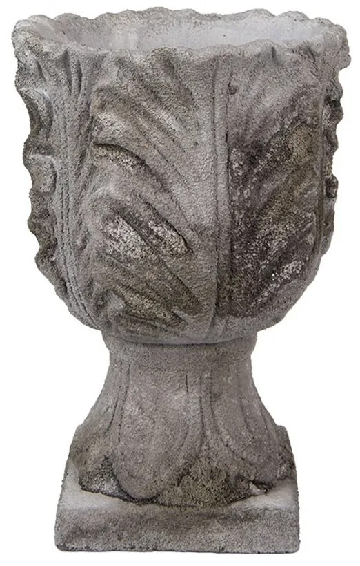 Šedý antik cementový rustikálny kvetináč - Ø 16*24 cm