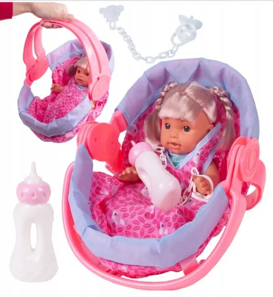 MalPlay interaktívna cikajúca bábika v nosítku 28 cm