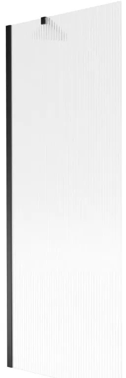 Mexen Next, vaňová zástena 1-krídlová 70 x 150 cm, fixné krídlo, 6 mm sklo s pruhmi, čierny profil, 895-070-000-00-09-70