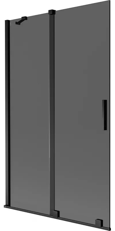 Mexen Velar, 2-krídlová posuvná vaňová zástena 110 x 150 cm, 8mm šedé sklo, čierna matná, 896-110-000-41-70