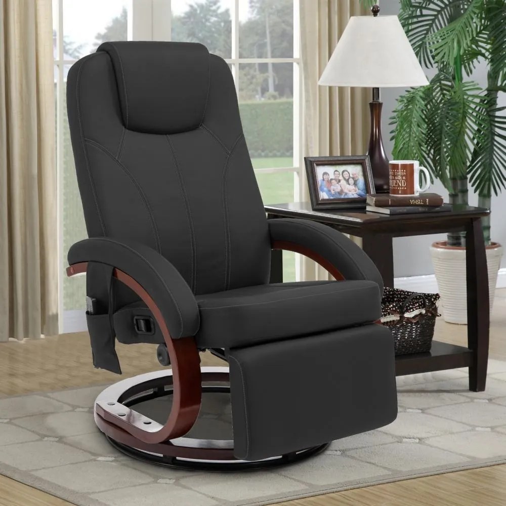 Relaxačné, polohovateľné masážne kreslo s vyhrievaním VINTAGE - čierne