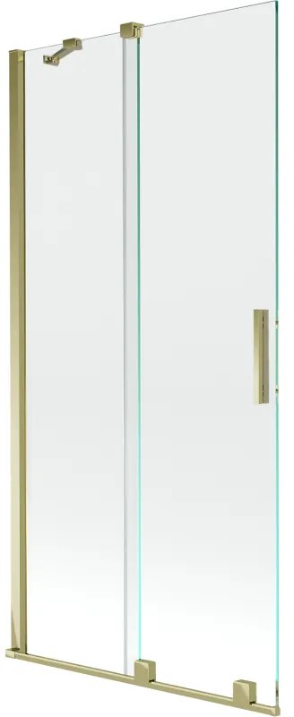 Mexen Velar, 2-krídlová posuvná vaňová zástena 95 x 150 cm, 8mm číre sklo, zlatý lesklý profil, 896-095-000-01-50