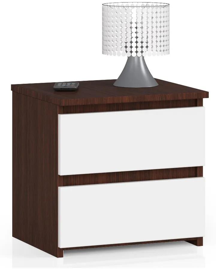 Nočný stolík Cleania CL2 (wenge + biela). Akcia -22%. Vlastná spoľahlivá doprava až k Vám domov. 1068855