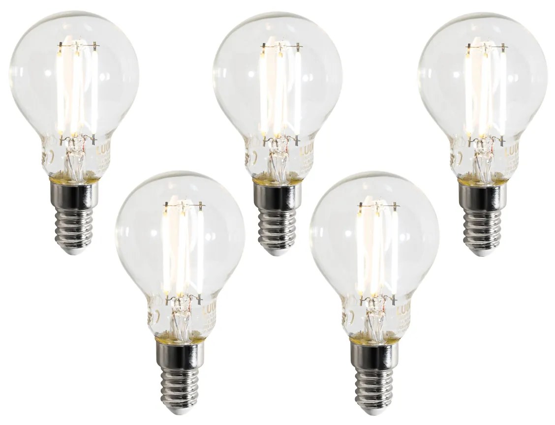 Sada 5 inteligentných LED žiaroviek E14 P45 číra 4,2 W 470 lm 2700 – 6500 K