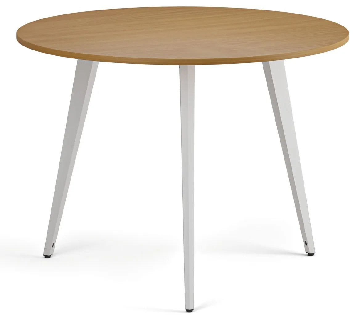 Konferenčný stôl PRIMO VIBE, priemer 100 cm, biela podnož, buk