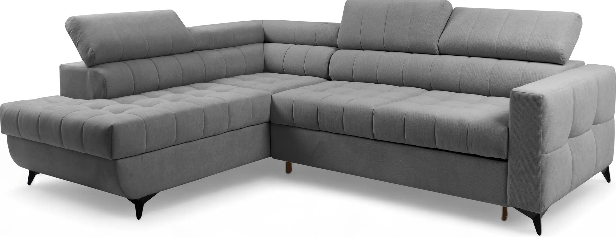 Rozkladacia rohová sedacia súprava Nardo L ľavá - sivý plyš Pretty 17