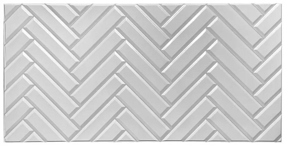 PVC 3D obkladový panel 98 x 48 cm - White Parket mozaika biela