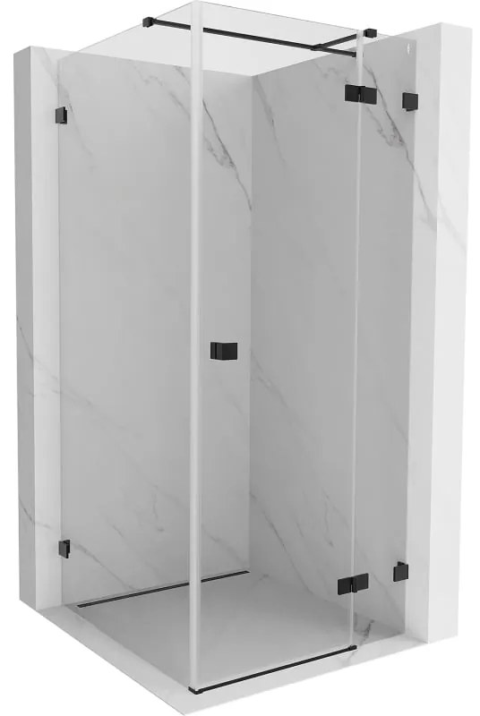 Mexen Lunar T výklopný sprchový kút pravý 110 x 110 cm, číre sklo, čierna matná, 834T-110-110-70-00-P