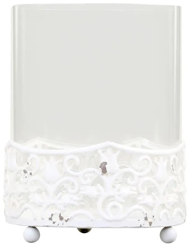 Krémový antik svietnik na širokú sviečku Franié - Ø 12*16cm