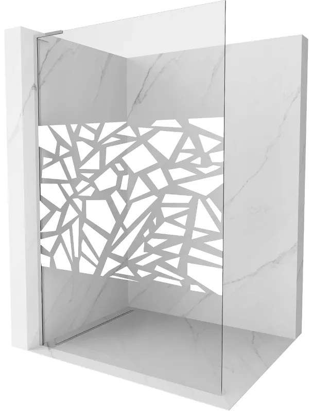 Mexen Kioto L, sprchová zástena Walk-In 80 x 200 cm, 8mm číre sklo biely vzor, chrómový profil, 800-080-103-01-85