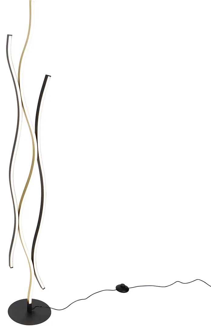 Design vloerlamp zwart met goud incl. LED dimbaar - Blaze