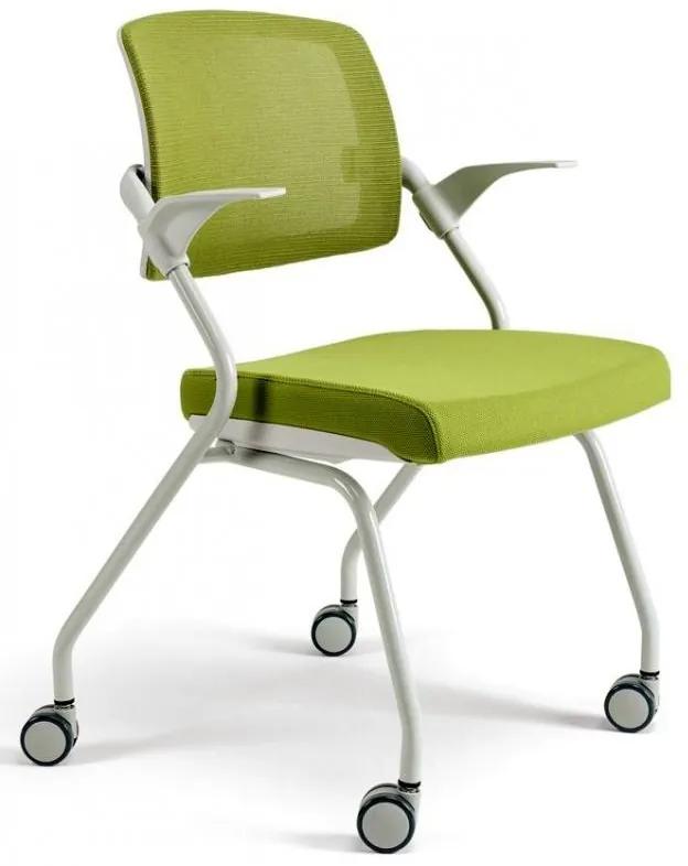 BESTUHL Konferenčná rokovacia stolička U20 WHITE zelená na kolieskách