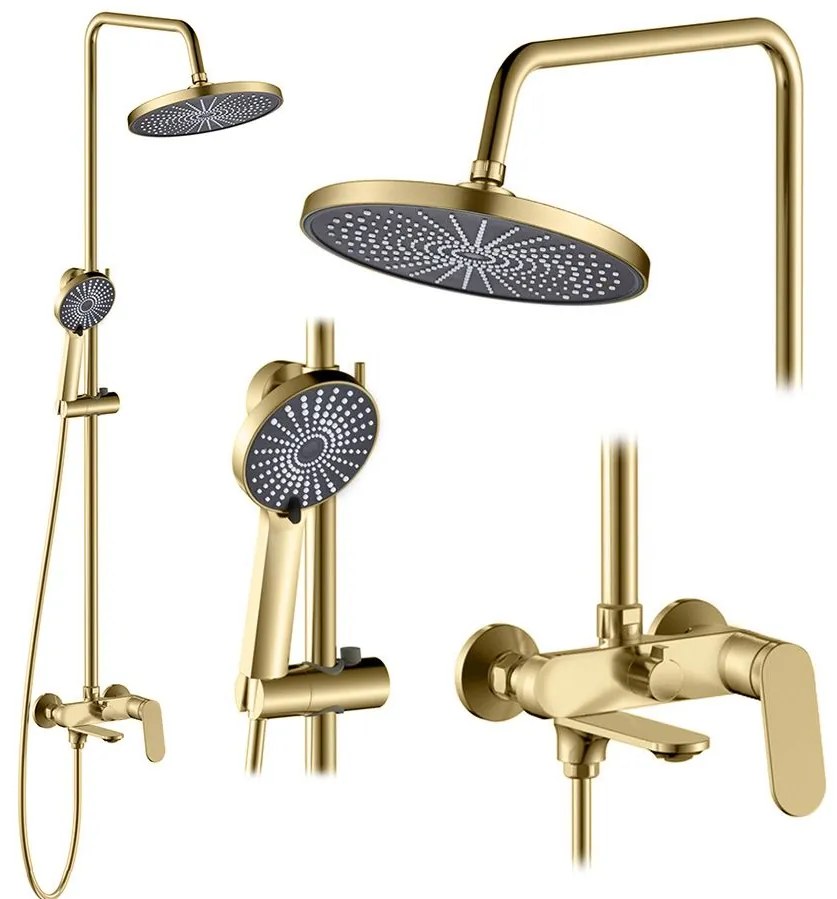 Rea Marco, sprchový set s vaňovou výlevkou, zlatá matná, REA-P8548