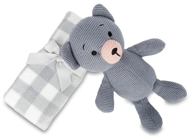 Mikroplyšová deka s pleteným medvedíkom