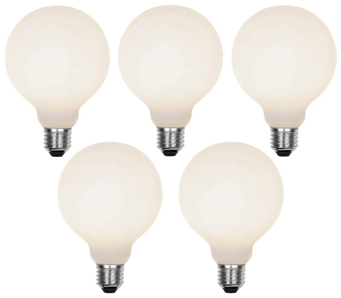 Sada 5 stmievateľných LED žiaroviek E27 s 3-stupňovým stmievaním G95 matné 5W 550lm 3000K