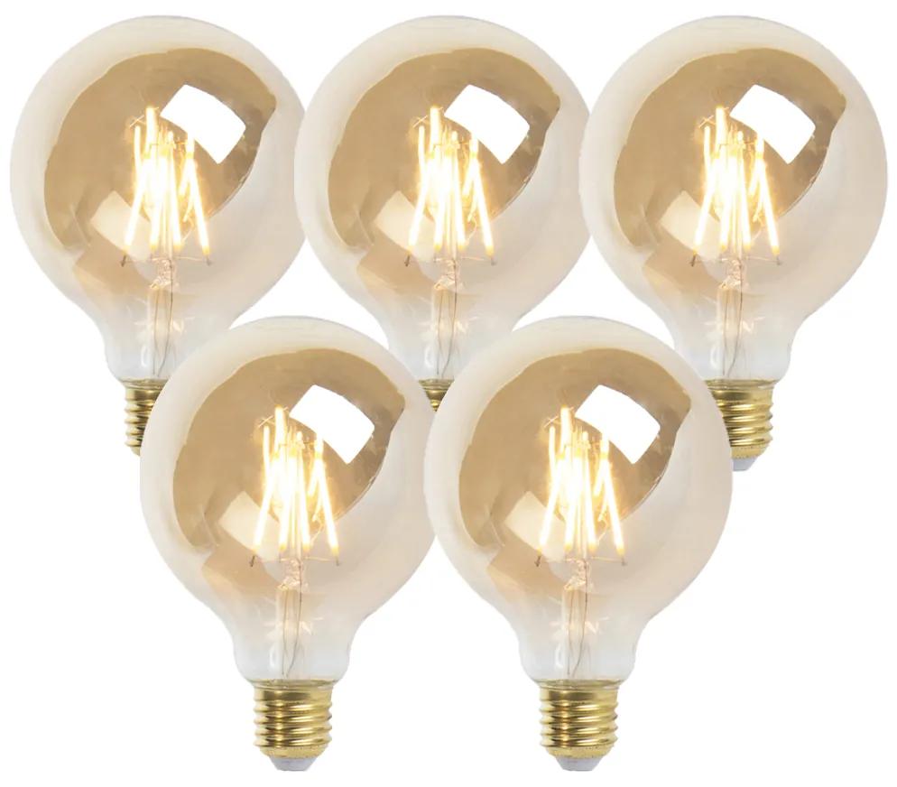 Sada 5 stmievateľných LED žiaroviek E27 G95 zlatá 5W 380lm 2200K