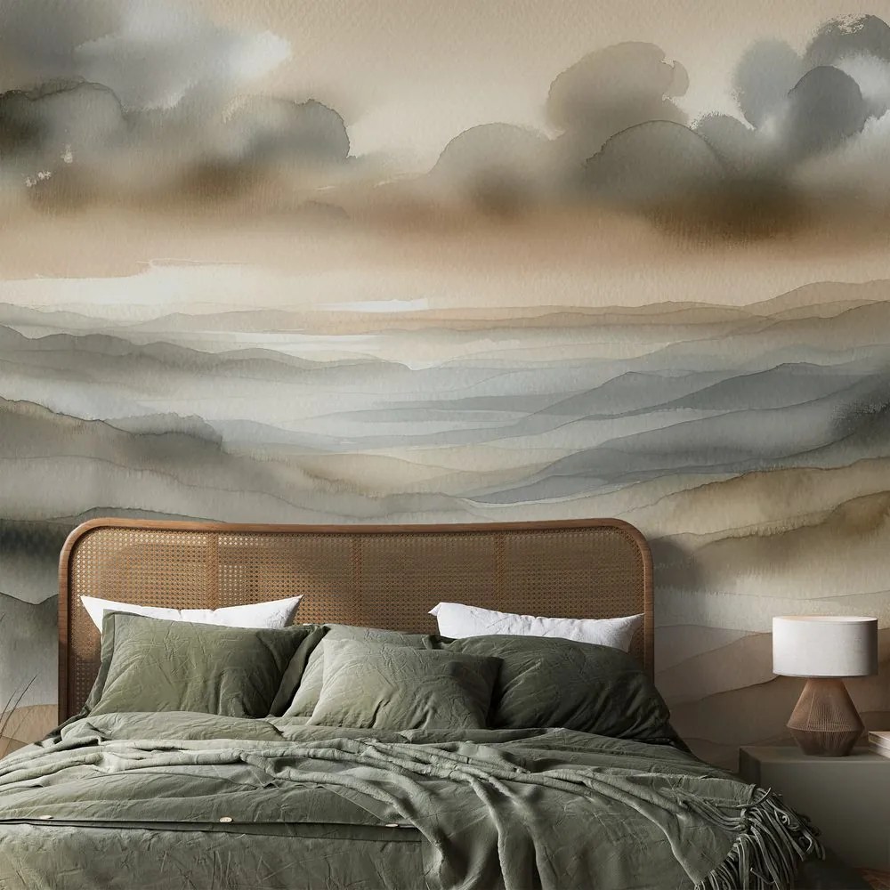 Samolepiaca tapeta akvarelová krajina v hmle