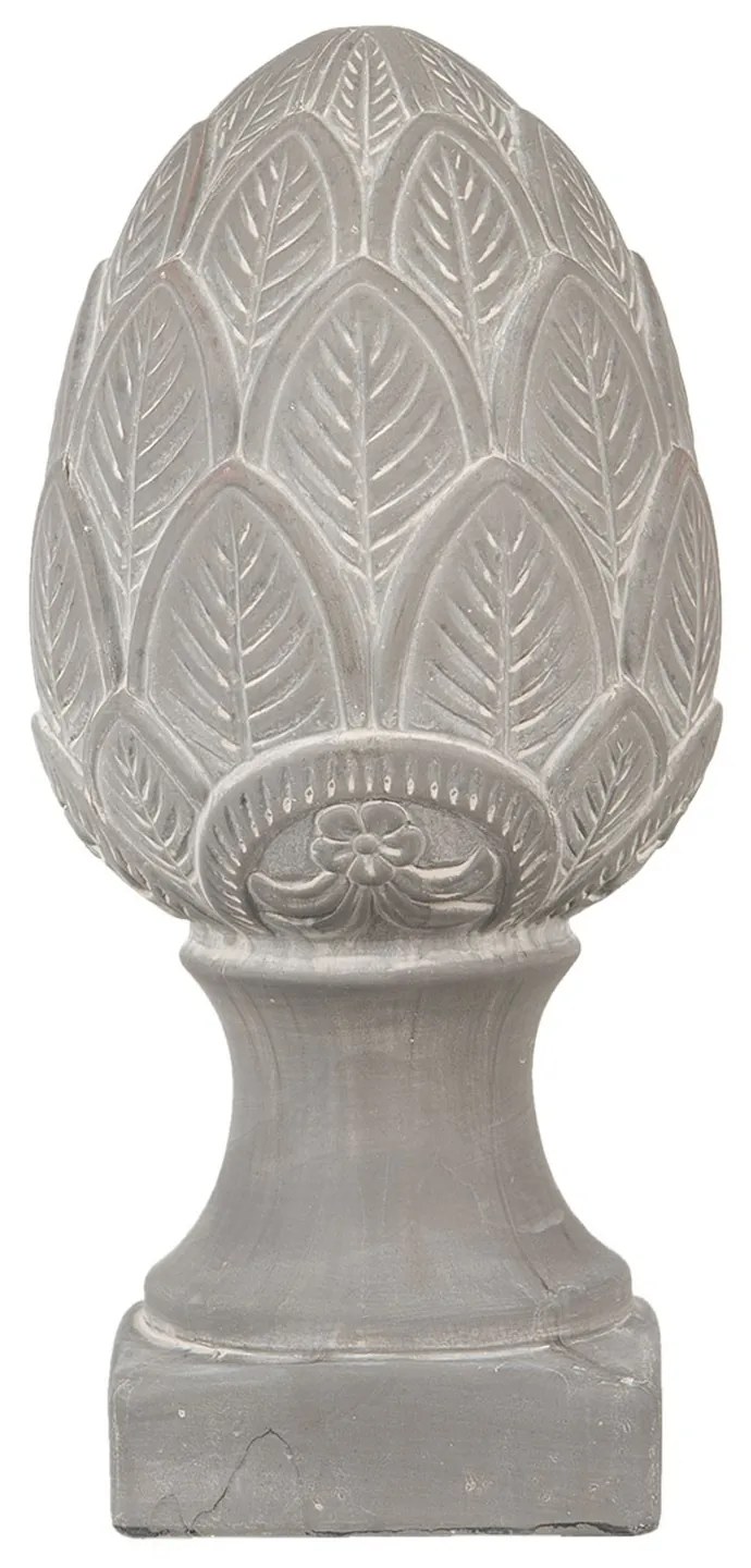 Šedá dekorácia šiška na podstavci Pine - Ø16*33 cm