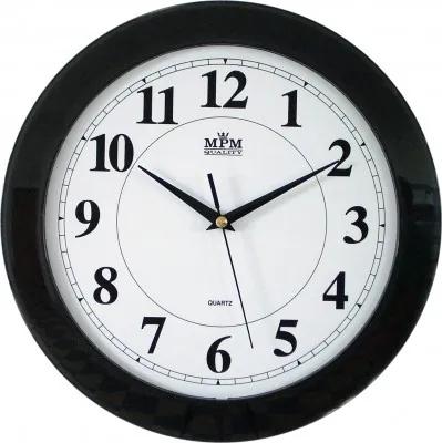 Nástenné hodiny MPM, 2460.90.SW - čierna, 31cm