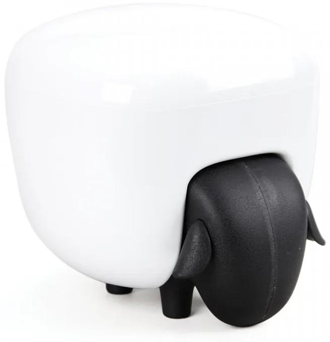 Ovečka so zásuvkou a dózou Qualy Sheepshape Container, čierna ovečka / biela dóza