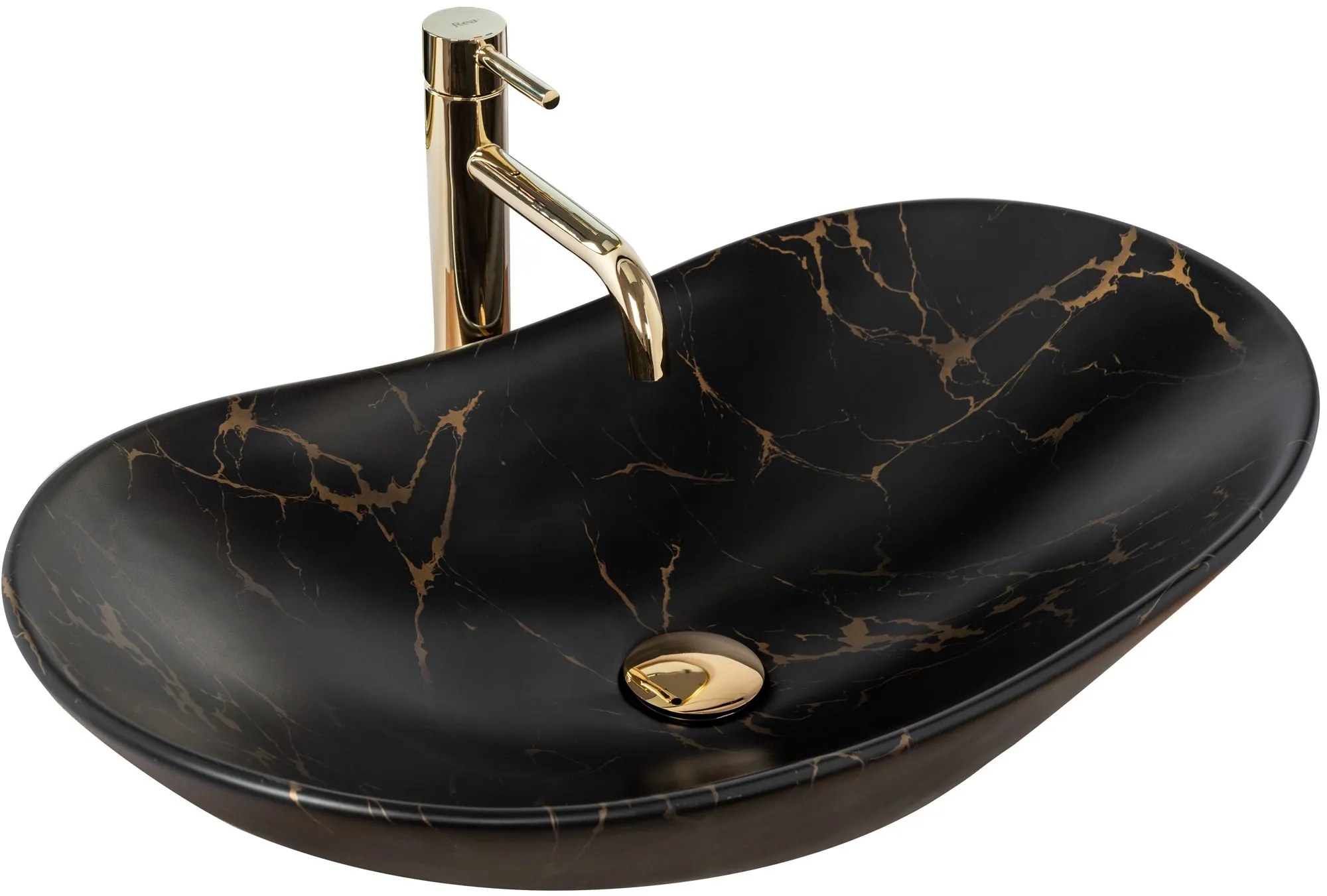 REA Royal Marble 60 umývadlo na dosku, 61 x 36 cm, čierna, REA-U7478