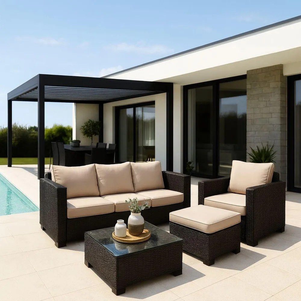 Set záhradného nábytku 6-dielny ratanový Avenberg ROVERO