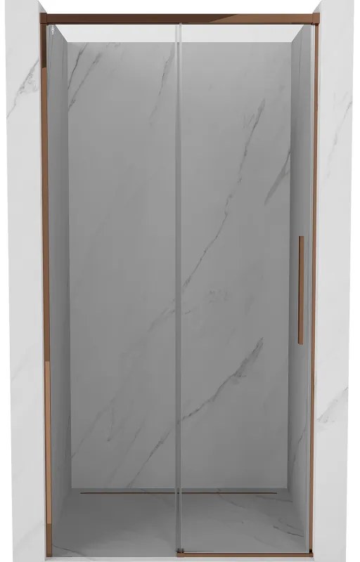 Mexen Rox, posuvné sprchové dvere 135 cm, 8mm číre sklo, ružové zlato profil, 8C2-135-000-60-00