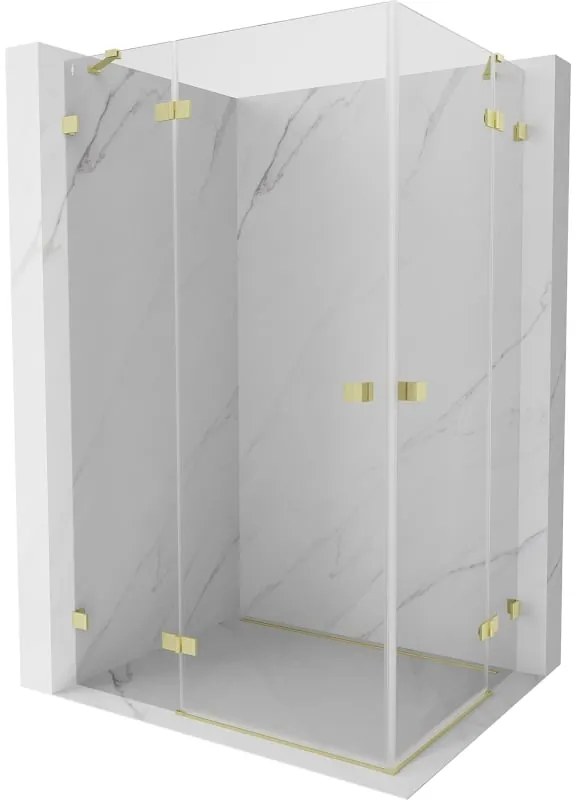 Mexen Lunar Duo, výklopný sprchový kút 95 x 80 cm, 8mm číre sklo, zlatý matný profil, 834-095L-080P-55-00