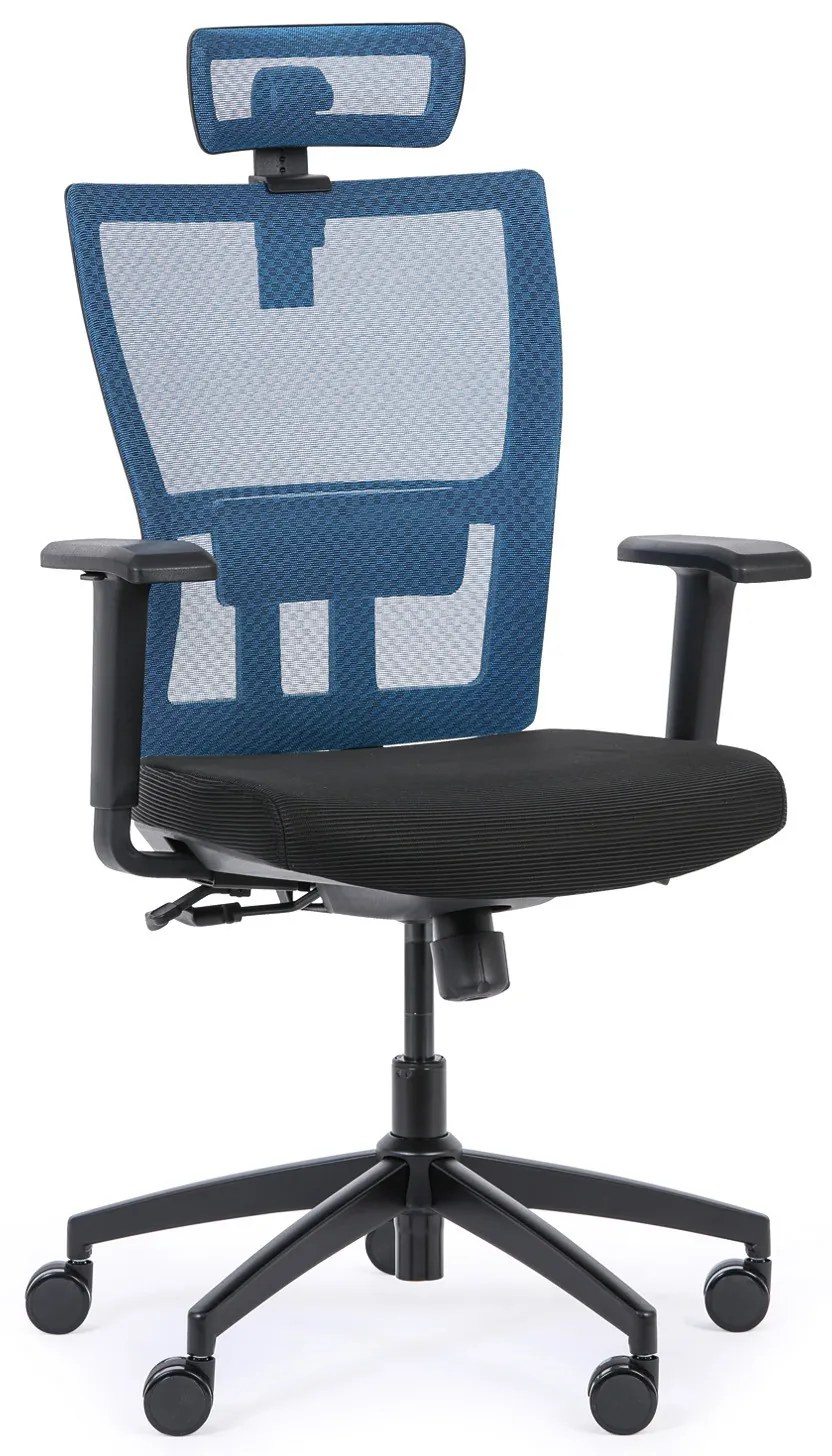 Kancelárska stolička AM, čierna/modrá