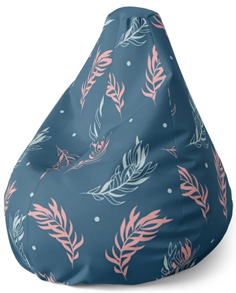 Sedací vak Pear farebné pierka - detský, modrá