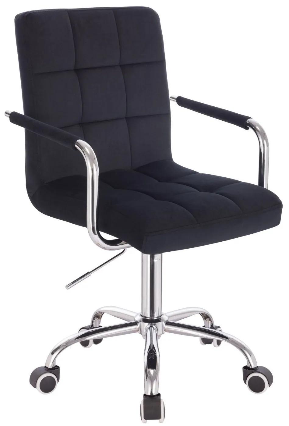 LuxuryForm DESIGN Stolička VERONA VELUR na striebornej podstave s kolieskami - čierna