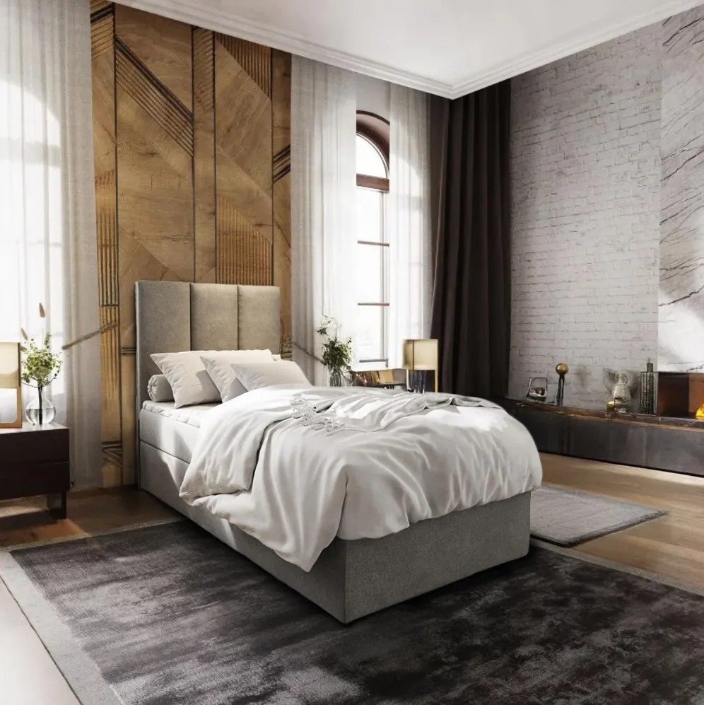 Čalúnená posteľ boxspring MERALIS 80x200 cm sivá Matrac: Bonell pružinová matrac