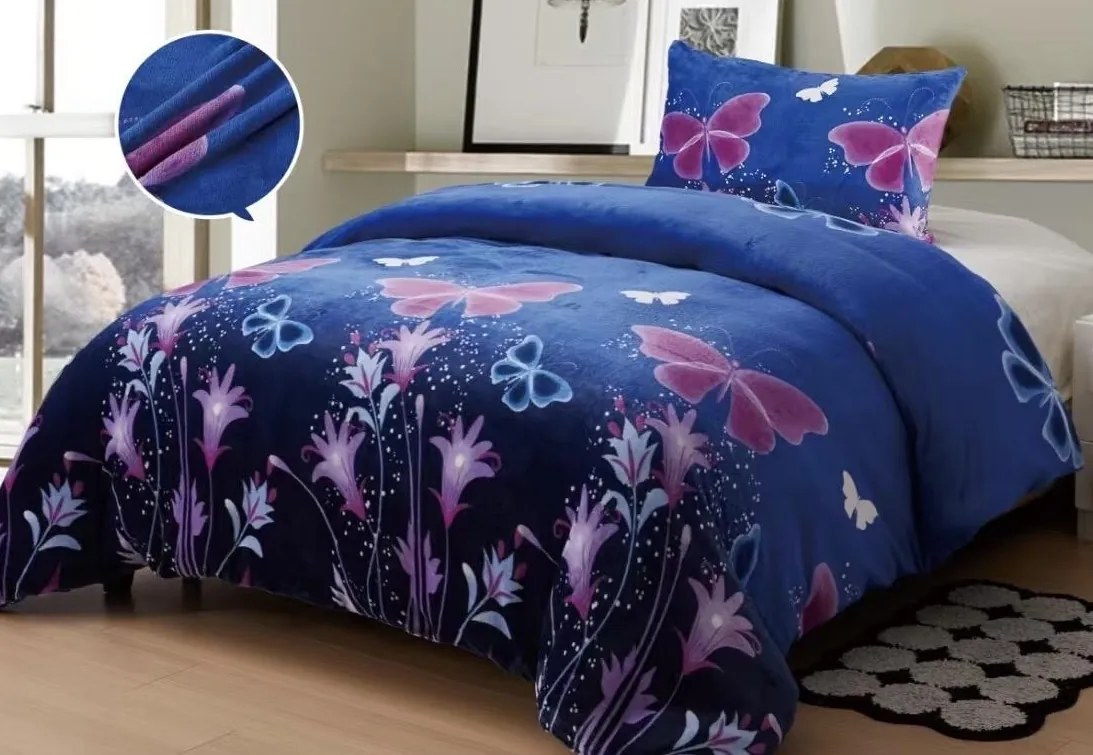 Obliečky Motýle MikroFlanel 70x90 140x200 cm