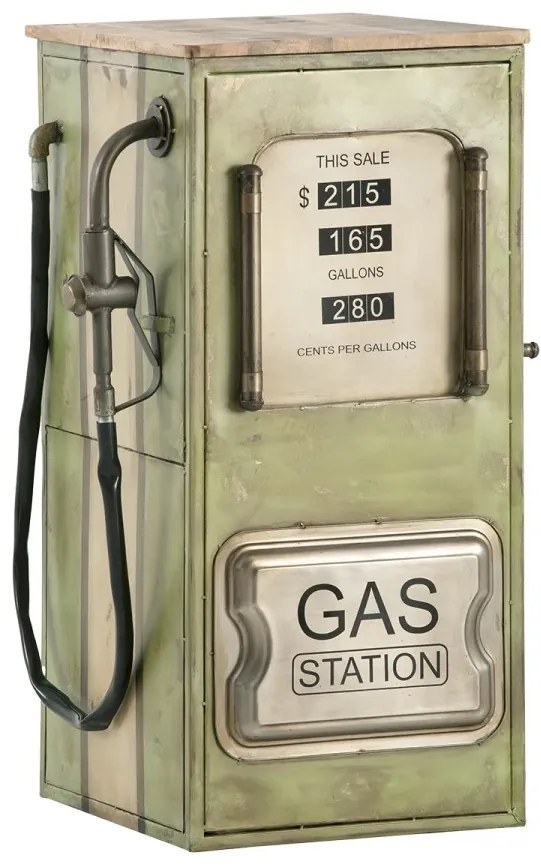 furniture-nabytek.cz - Masívny barový regál Gas Station z mangového dreva a kovu, lakovaný, zelený – 48×50×102 cm