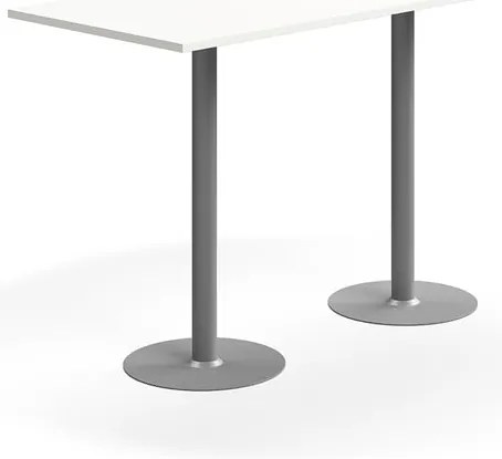 Barový stôl VERTICUS, 1800x800x1100 mm, biela/strieborná