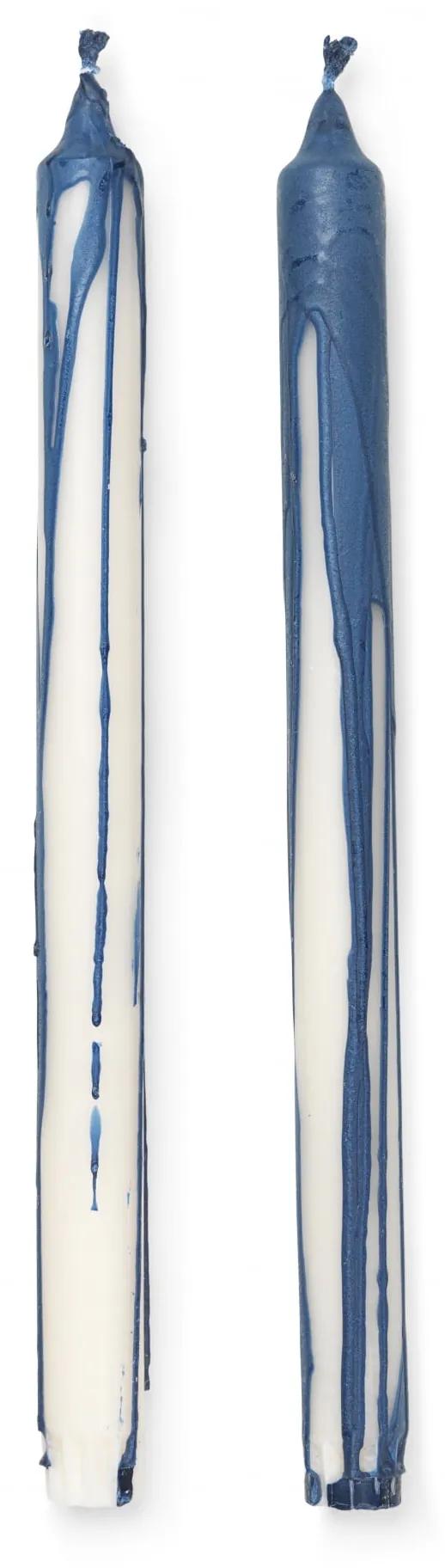 Ferm Living Vysoká sviečka Deep Blue – set 2 ks