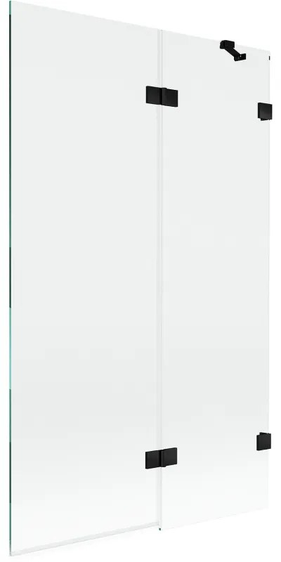 Mexen Lunar, 2-krídlová vaňová zástena pravá 110 x 150 cm, číre sklo, čierna matná, 897-110-100-70-00-P