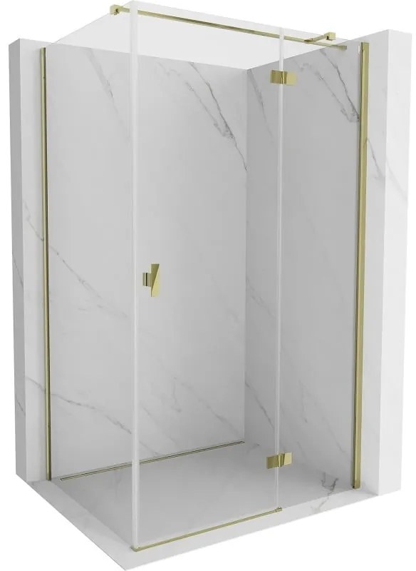 Mexen Mist H T, sprchový kút s výklopnými dverami pravý 80 x 75 cm, číre sklo, zlatá, 8A5T-080-075-50-00-P